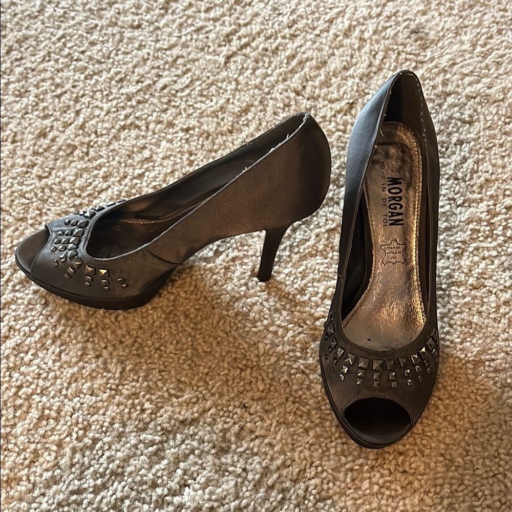 Women's Y2K Grey Peep Toe Heels
